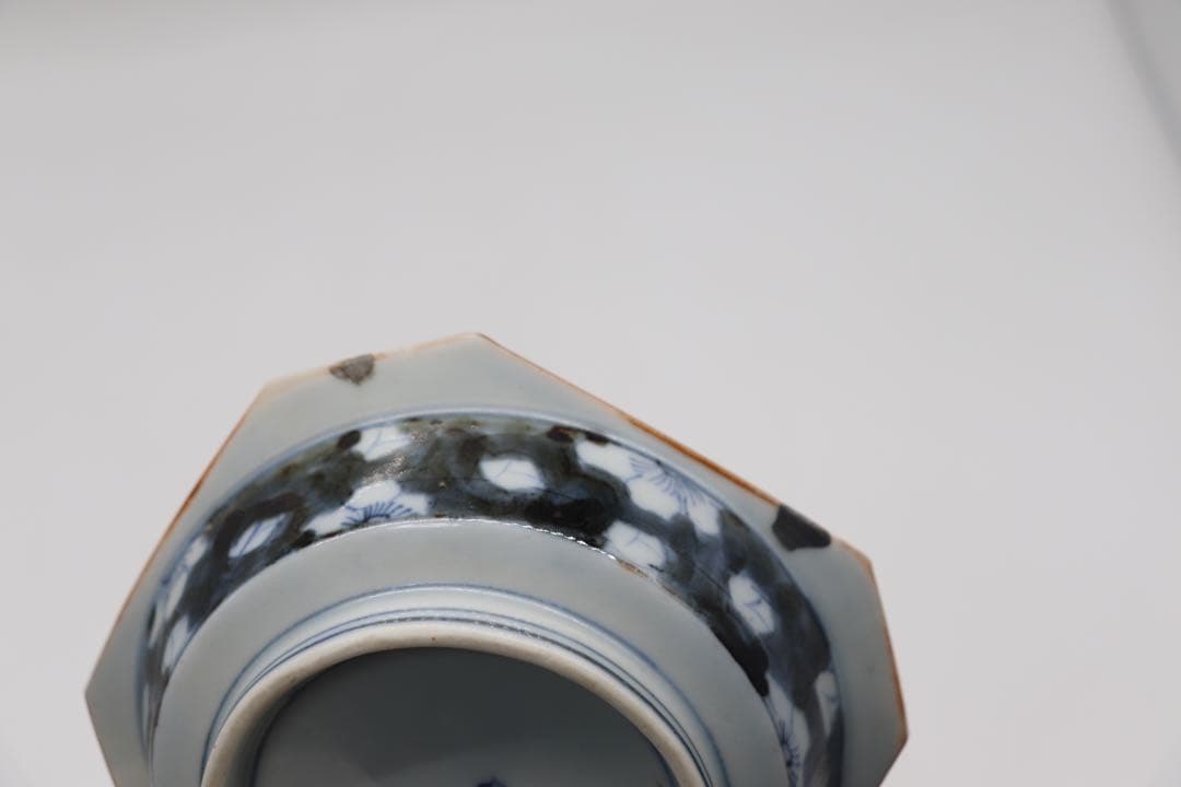 古伊万里　染付角鉢　兎　大明万暦年製銘　送料込み0322