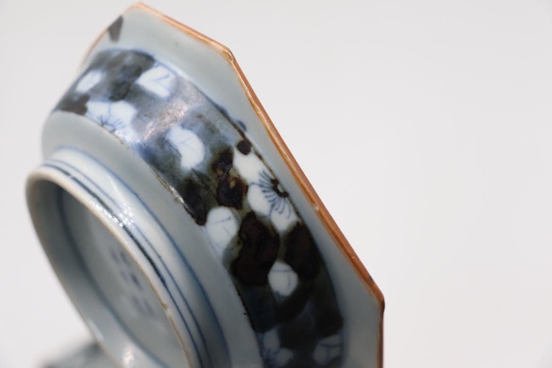 古伊万里　染付角鉢　兎　大明万暦年製銘　送料込み0322