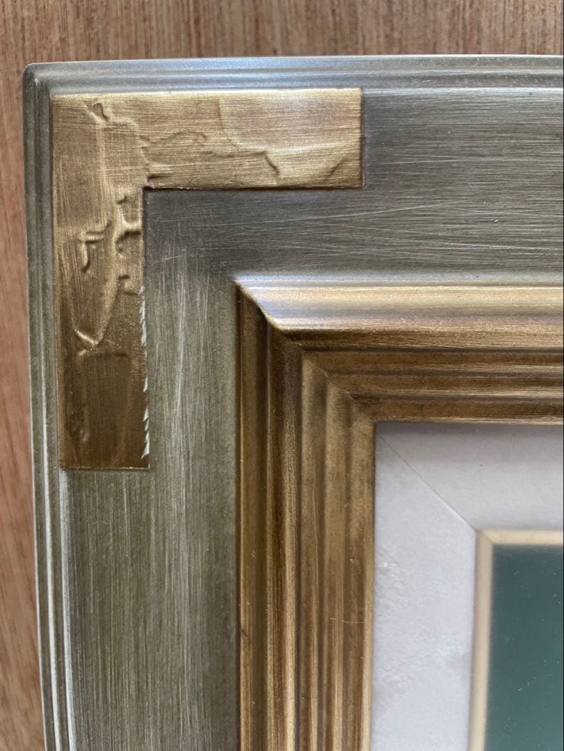 油絵額 F0 ( 手作り特注一点物 ) 金彩と薄茶のフレーム