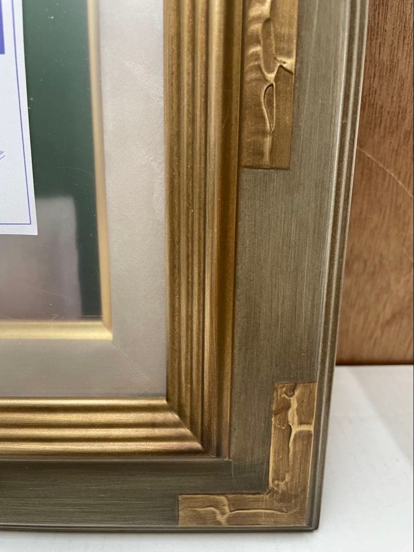 油絵額 F0 ( 手作り特注一点物 ) 金彩と薄茶のフレーム