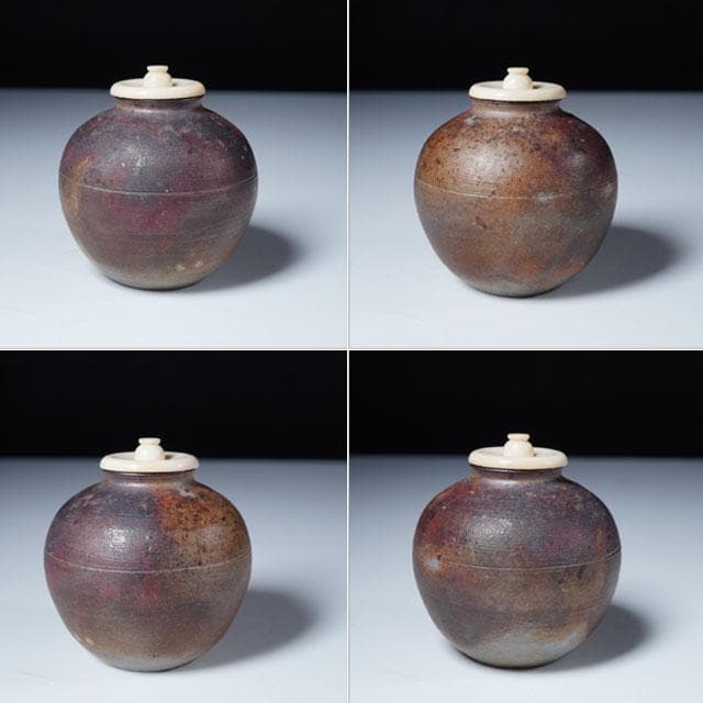 市野信水　丹波焼〆茶入　共箱　茶道具　茶器　濃茶　兵庫県　立杭