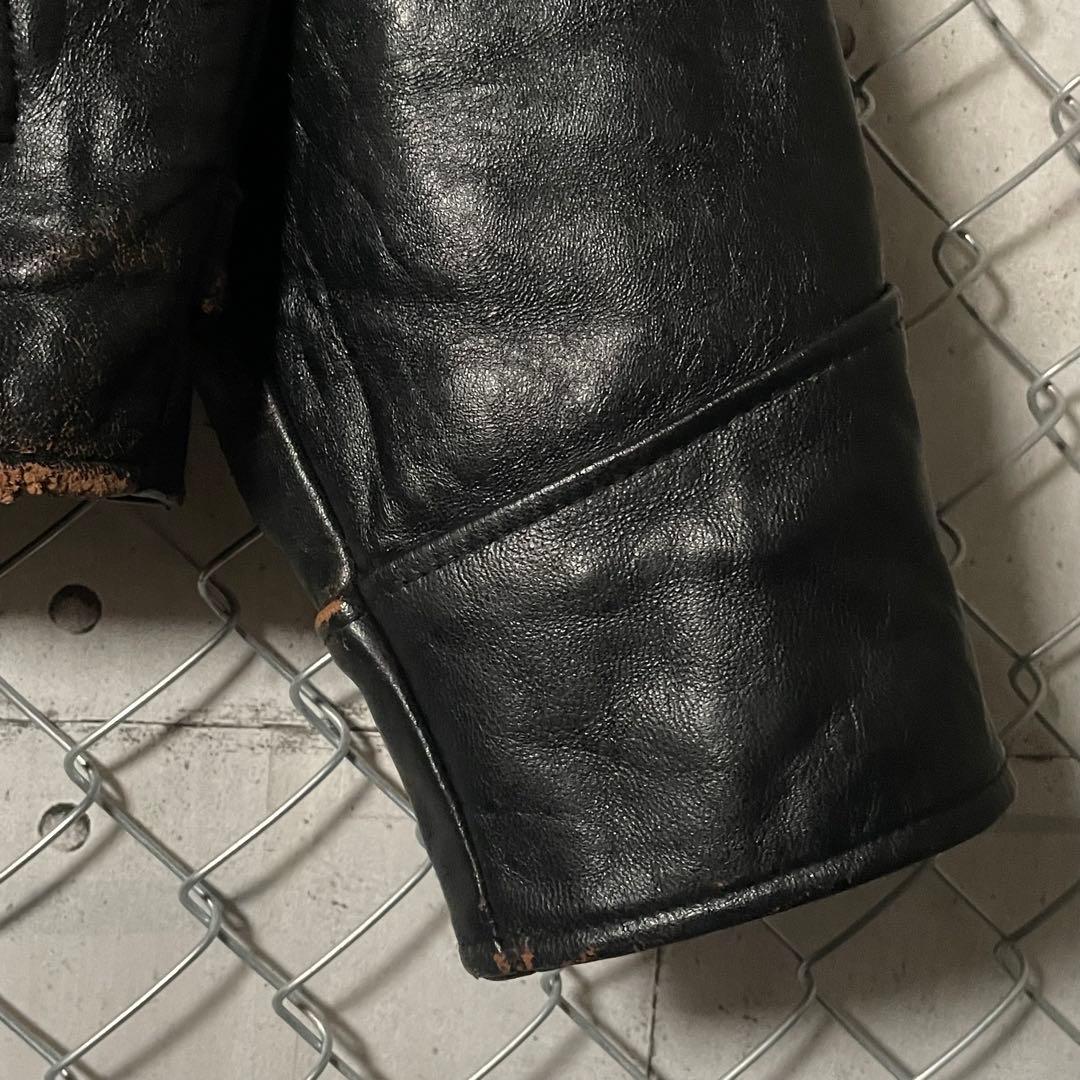 MIDCOAST ライダースジャケット 羊革 革ジャン 本革 短丈 黒 M