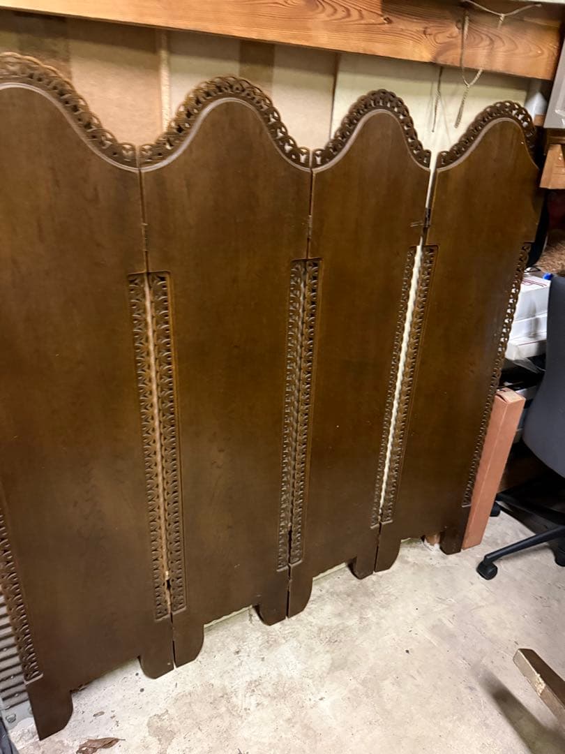 木製パーティション ダークブラウン 3パネル