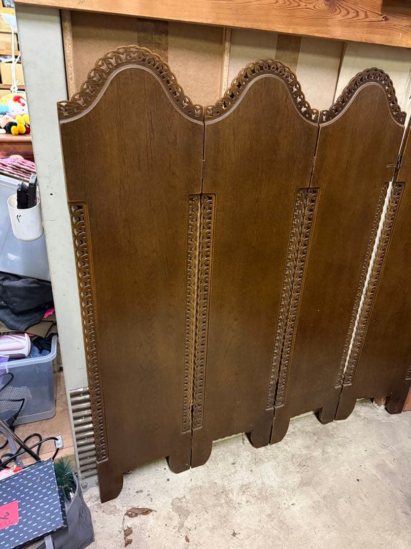 木製パーティション ダークブラウン 3パネル