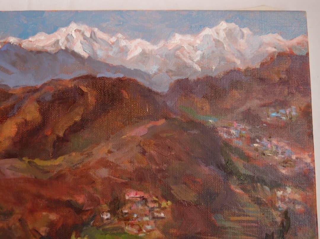 額装油絵「秋深し」寺島正人 作／荒安の里山風景／個展　F8