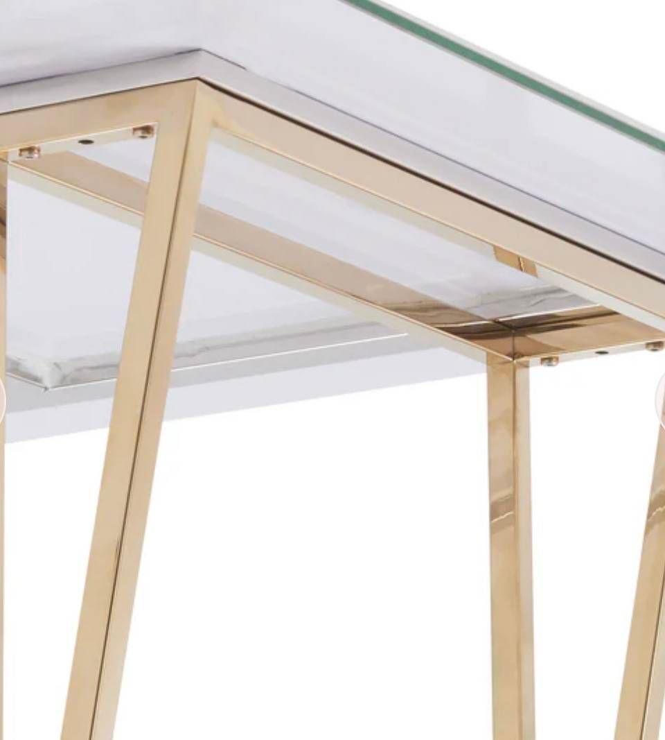 大理石風ガラス天板のダイニングテーブル