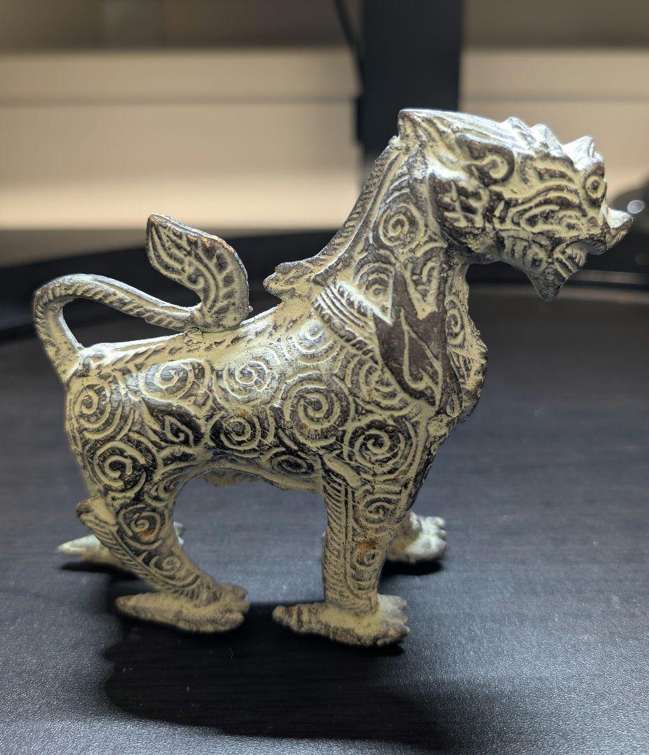 【良品】青銅製　聖獣置物　時代物　骨董アンティーク　中国美術 麒麟