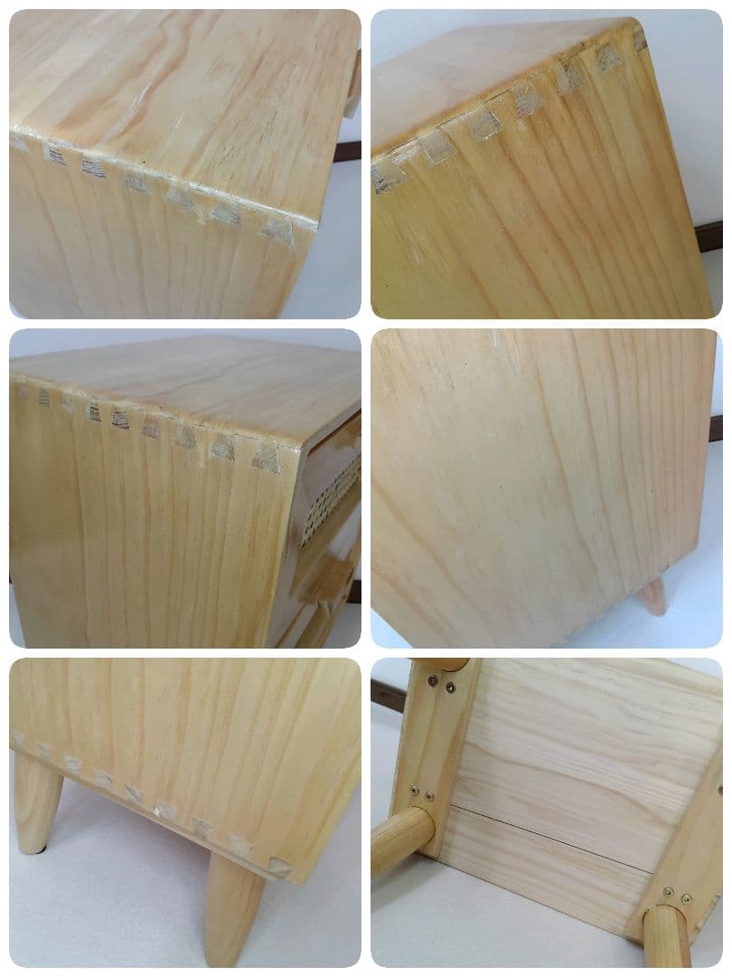 籐 木製 ベッド サイドテーブル ラタン ウッドキャビネット