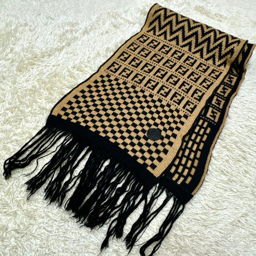 MK様✨希少カシミヤ混✨FENDI リバーシブル柔らかニットフリンジズッカペカン