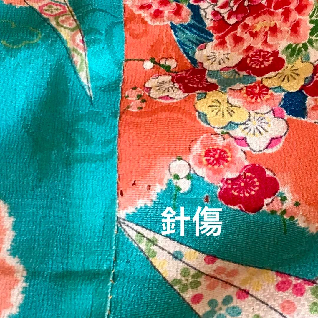 正絹 アンティーク着物 女の子 七五三 ◇花丸 折鶴 古典柄
