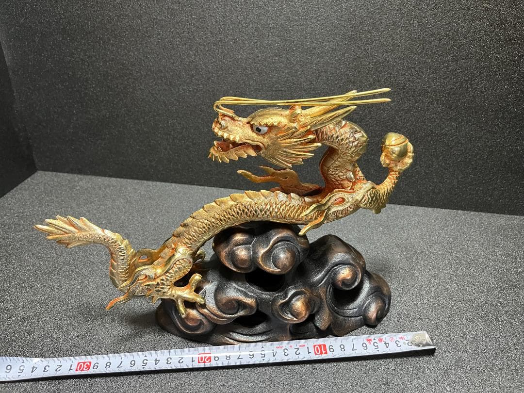 超美品　雲龍　龍　置物 　風水　開運　金属工芸　縁起物　箱入