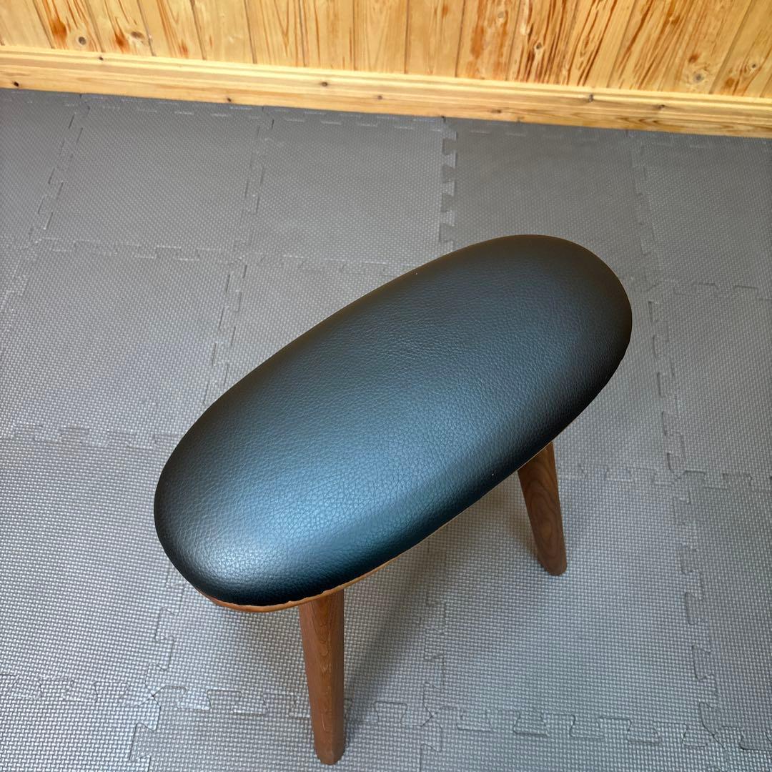 ナガノインテリア スツール ウォールナット×天然皮革