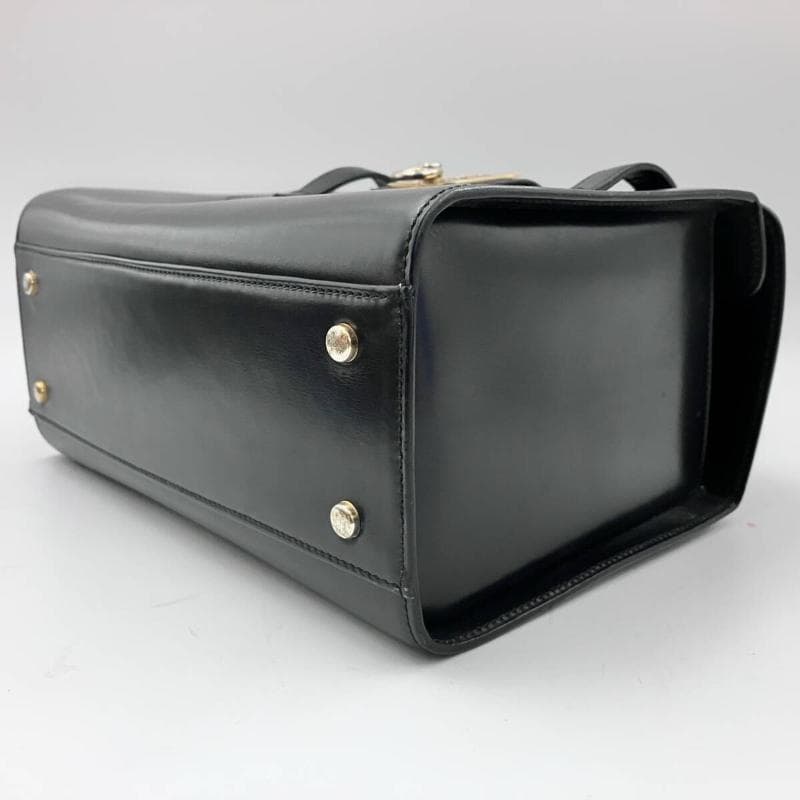 三連金具● セリーヌ 2927 ハンドバッグ 黒 ガンチーニ ゴールド金具