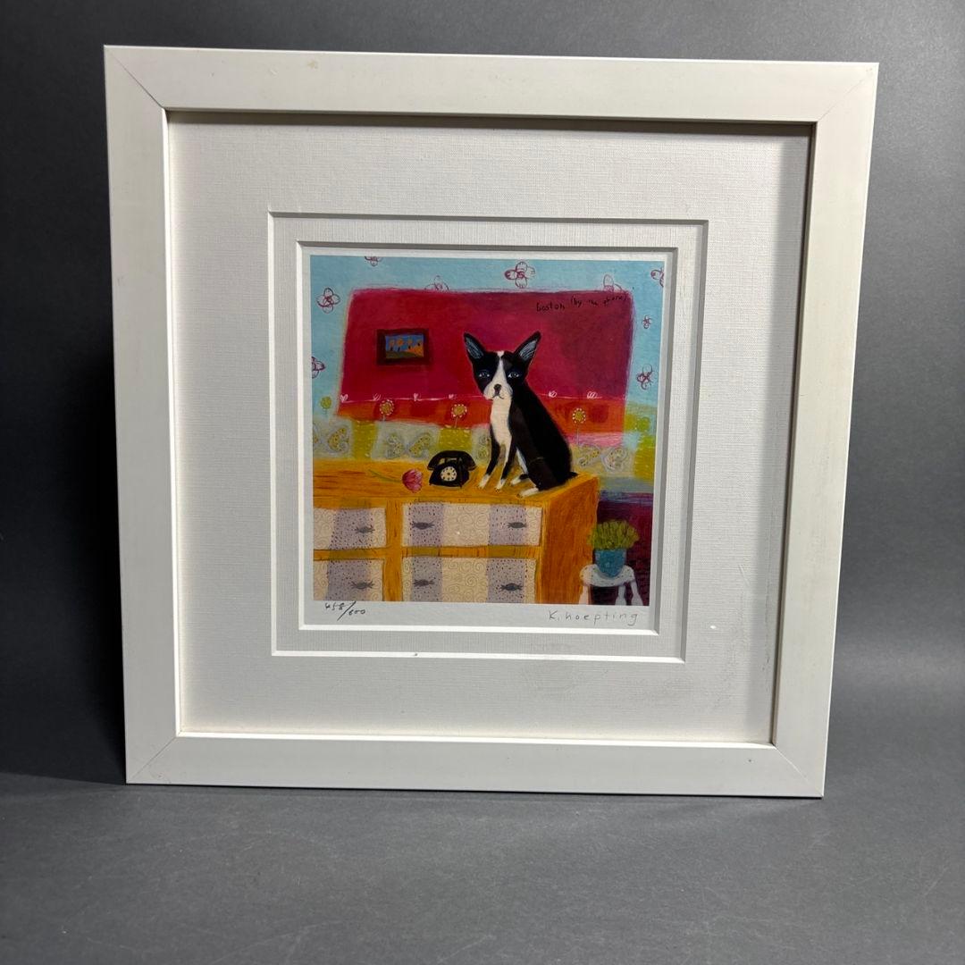 カレンホイプティング　ジクレー　額装　犬