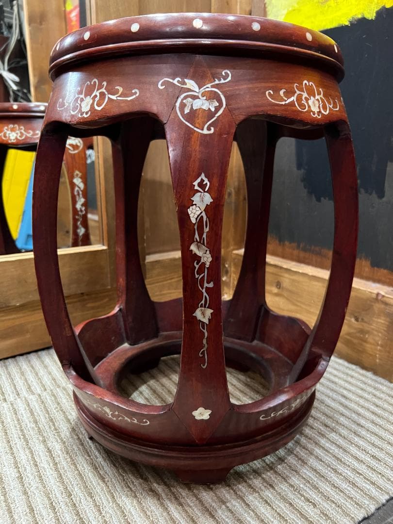 ※スツール 花台 螺鈿象嵌細工 ①