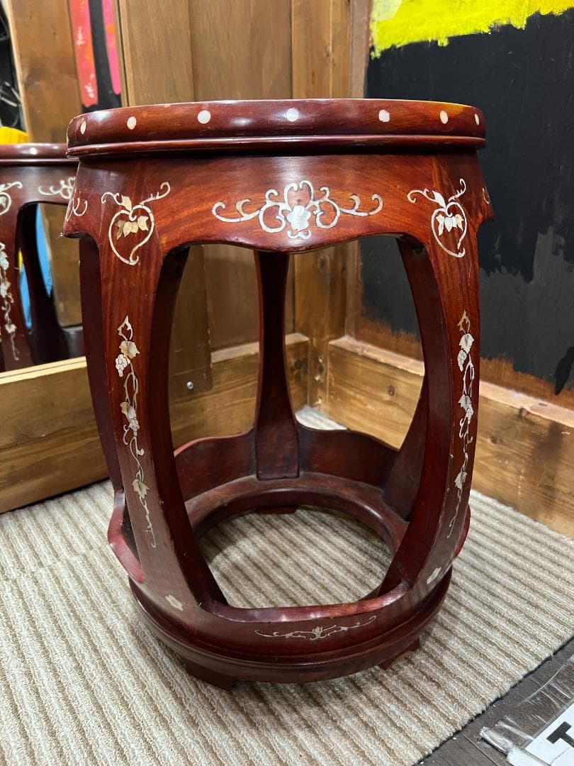 ※スツール 花台 螺鈿象嵌細工 ①