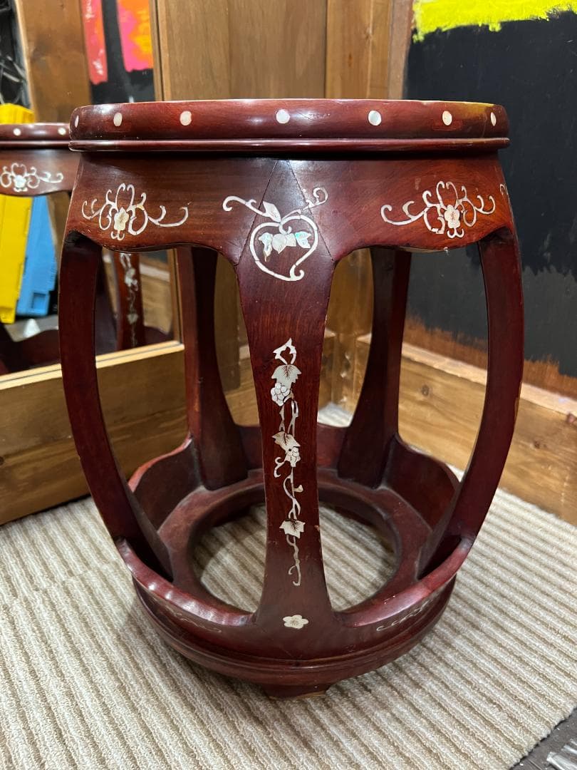 ※スツール 花台 螺鈿象嵌細工 ①