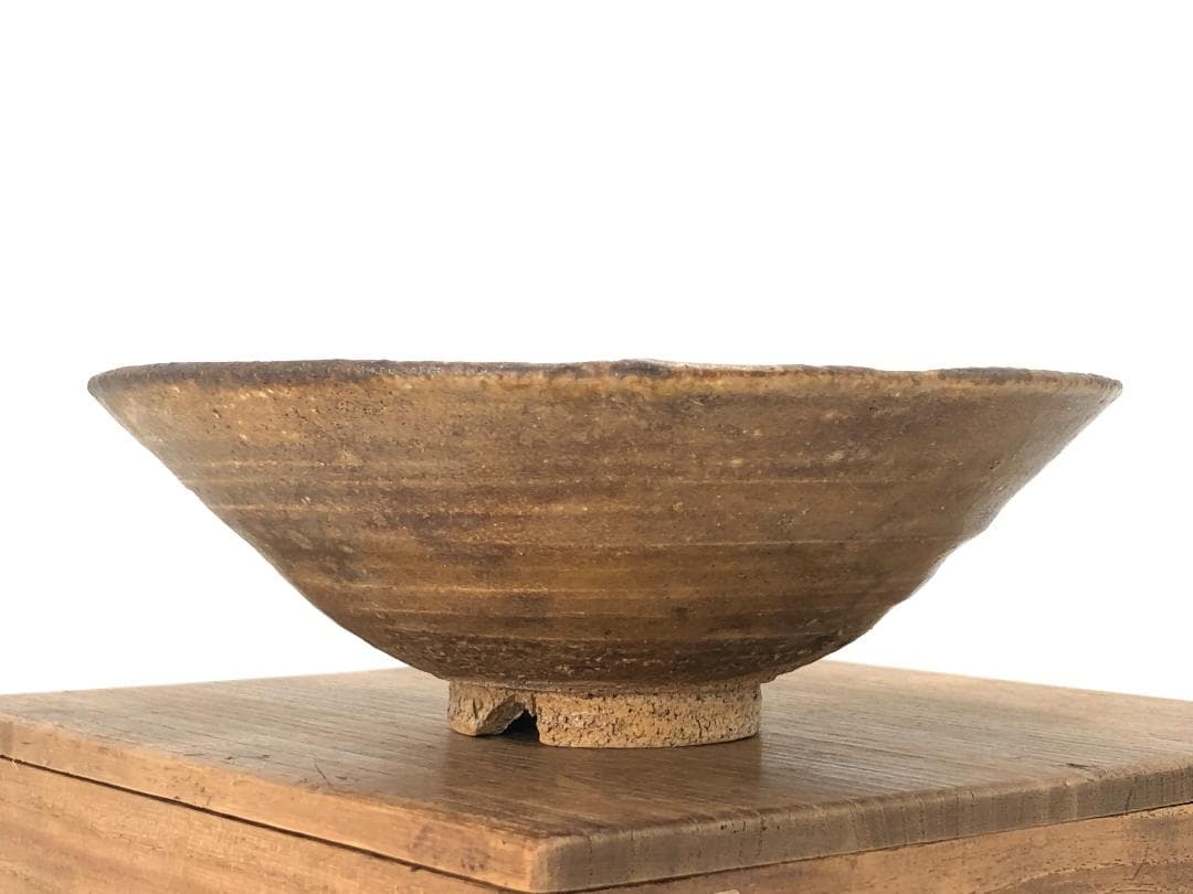 【 黄瀬戸平茶碗　古瀬戸 】　伝世品　共箱　研究家識