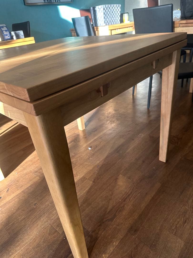 木製ナチュラルウッド正方形ダイニングテーブル