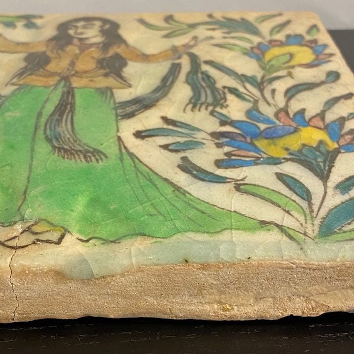 イラン19世紀 ペルシャ 陶板タイル飾り イスラム陶器 ヨーロッパ アンティーク