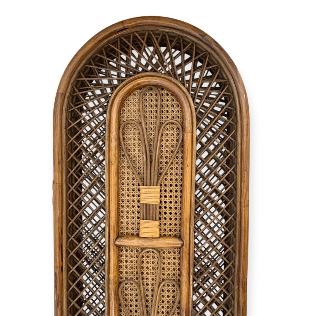 ラタン パーテーション 籐家具 衝立 4連 昭和レトロ アンティーク 高さ137