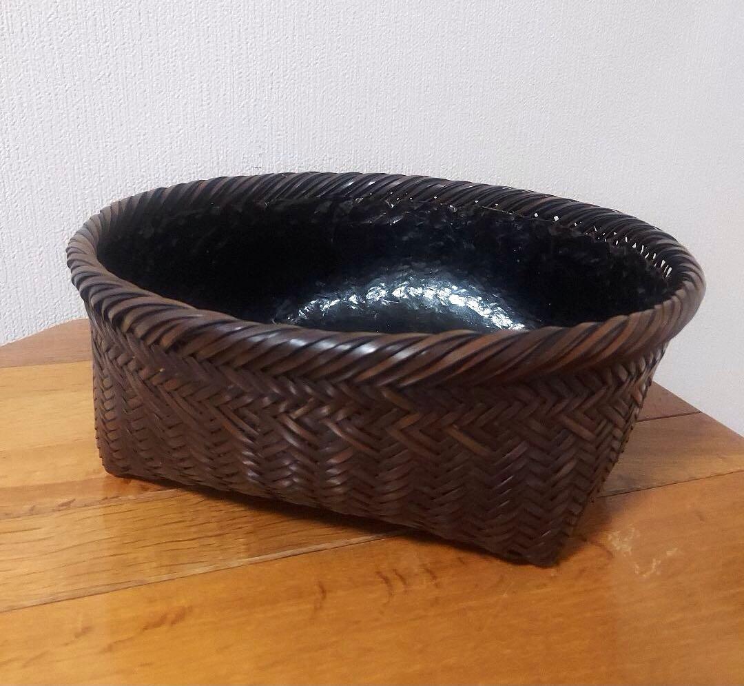 未使用　美品　初釜　茶道具　竹籠　炭斗　炭入れ　炭籠　竹細工　火鉢