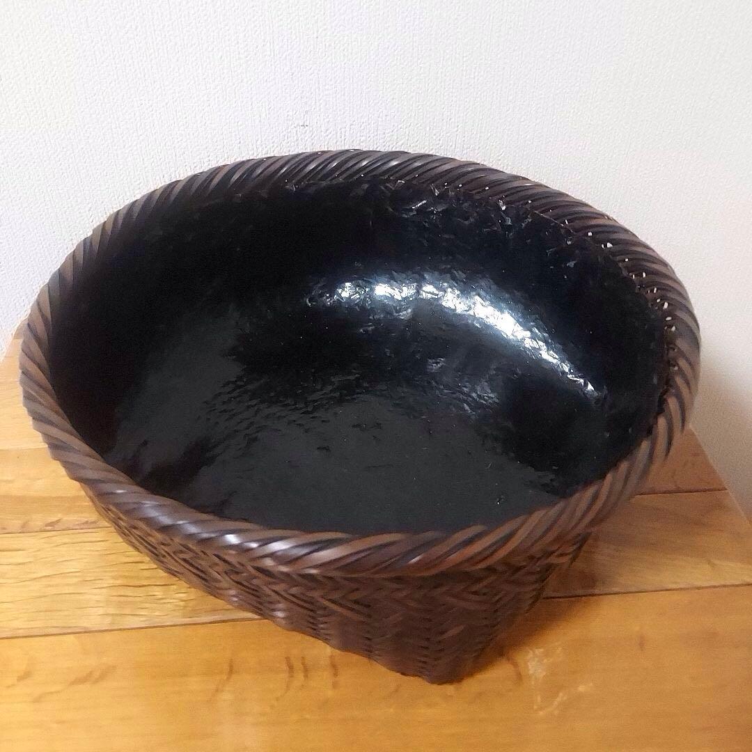 未使用　美品　初釜　茶道具　竹籠　炭斗　炭入れ　炭籠　竹細工　火鉢