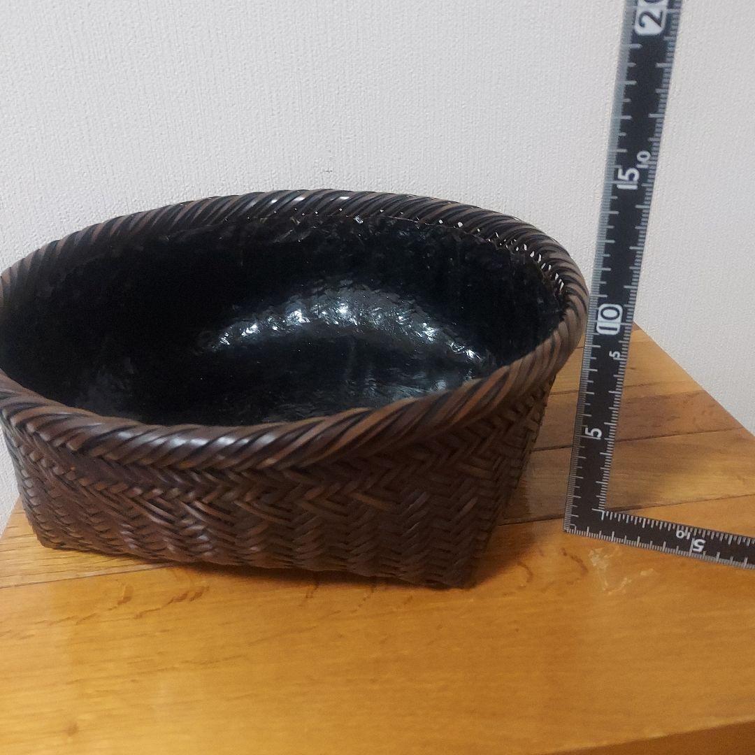 未使用　美品　初釜　茶道具　竹籠　炭斗　炭入れ　炭籠　竹細工　火鉢