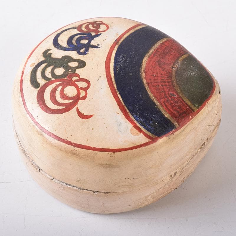 茶道具　白漆　貝文　貝形香合　花押あり　書付時代箱　V　R8327