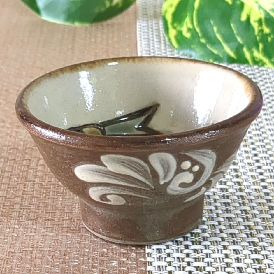 沖縄やちむん　壺屋焼　宮陶房　宮城須美子　海老 魚紋　お猪口3点セット