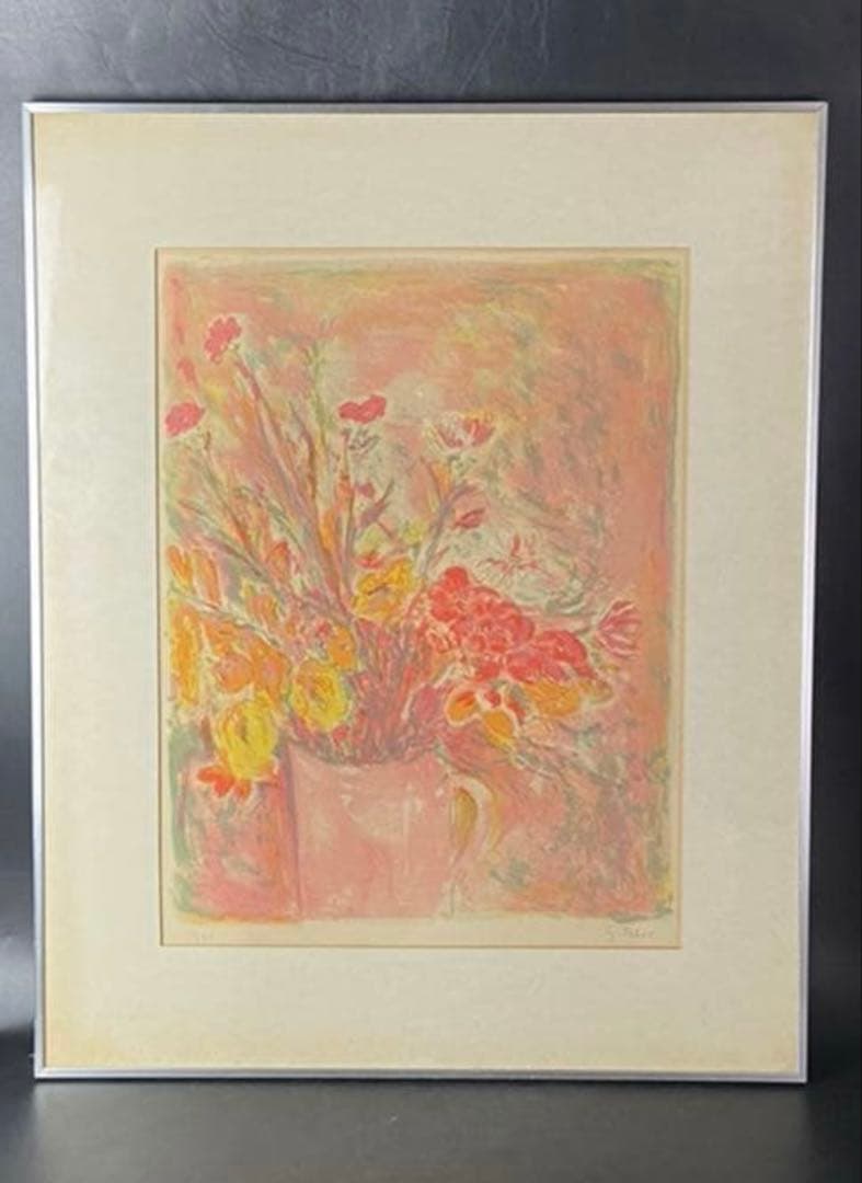ジョルジュフェール　リトグラフ　花　12/120 自筆サイン有　存在感ある大きさ