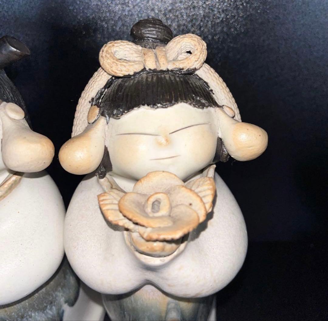 砥部焼 青芳人形 念ずれば花ひらく 森元青芳 伝統工芸品 3体セット