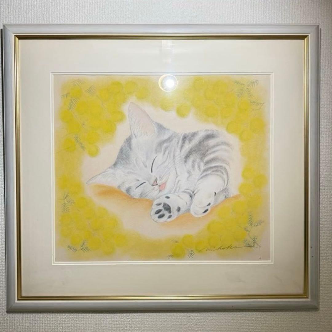 戸田美穂子【ミモザの花いろの夢のなか】　肉筆画