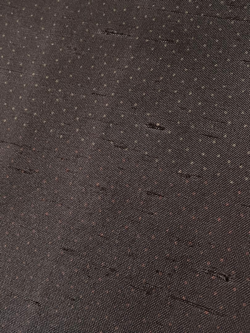 深茶ドット牛首紬 正絹小紋着物