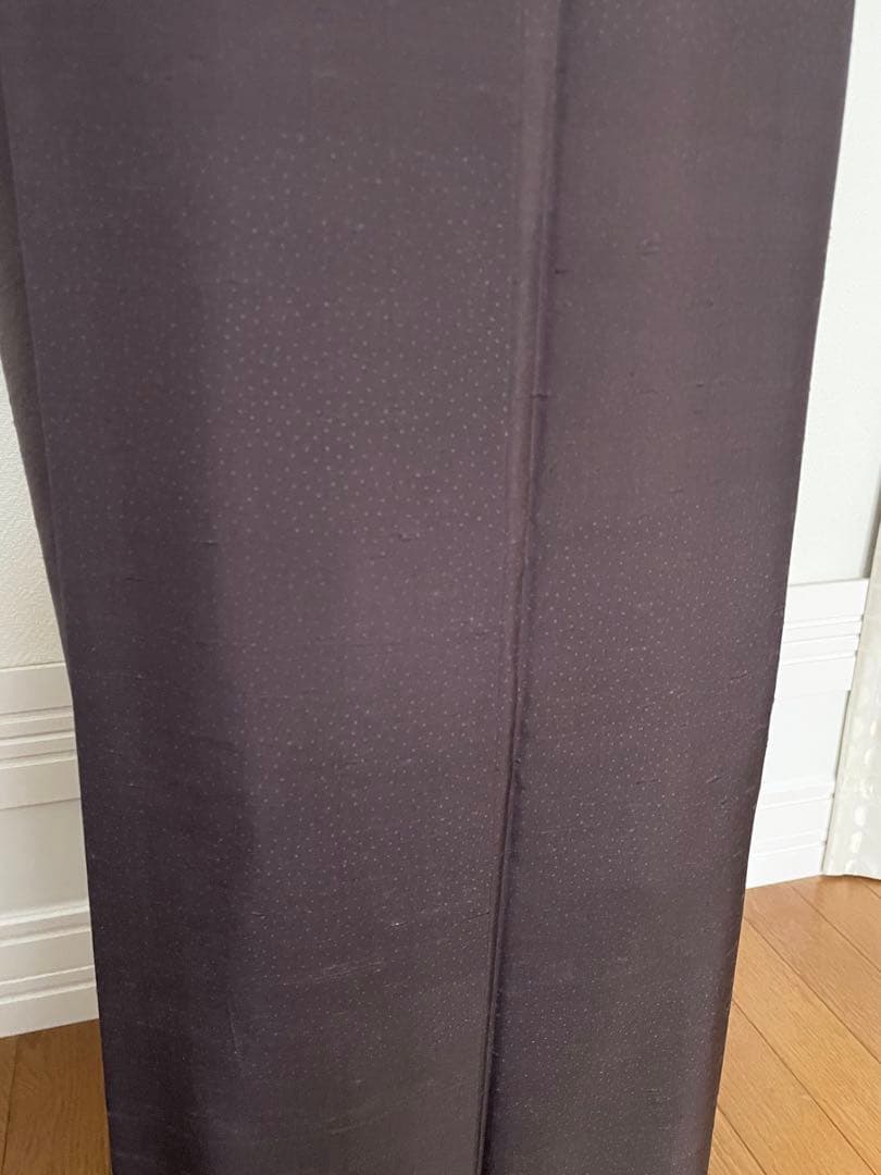 深茶ドット牛首紬 正絹小紋着物