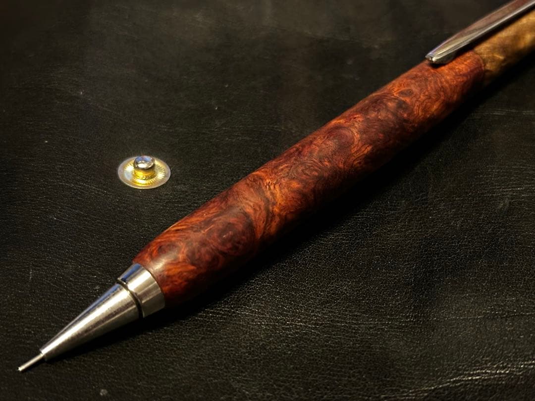 木軸ペン 源平花梨紅白