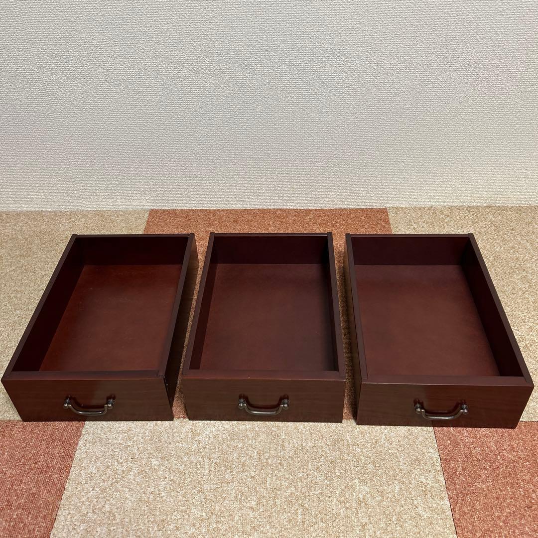 文机 折りたたみ式 三段引き出し アンティーク