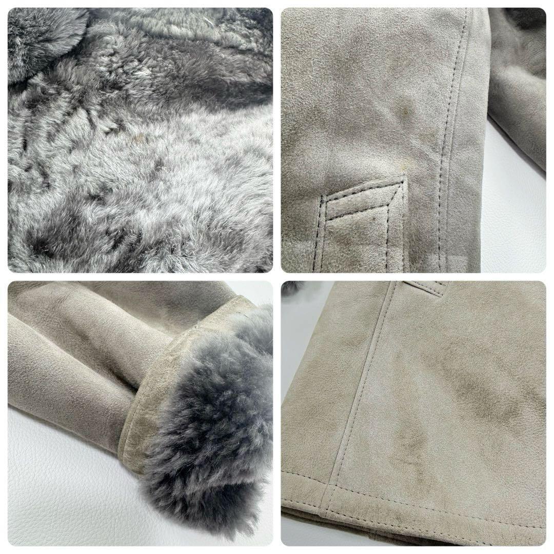 ヴィンテージ シープスキン スエードレザーリアルムートンチェスターコート グレー