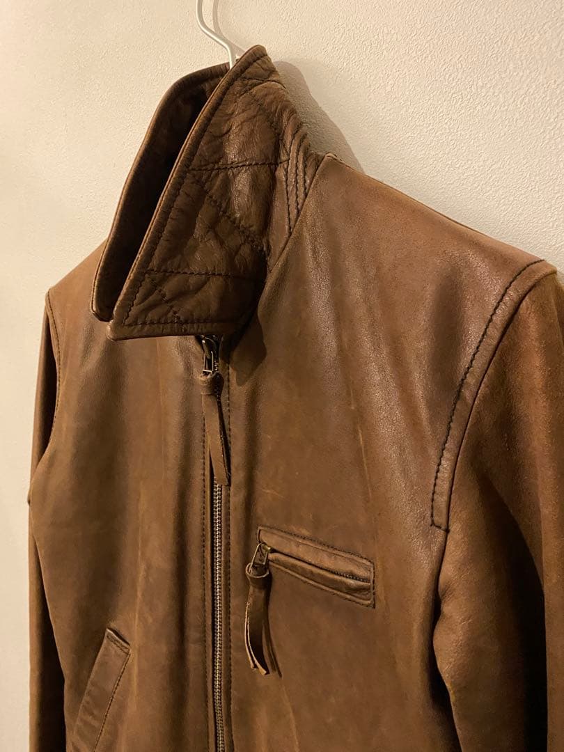 AVIREX 本革 シングルライダースジャケット ブラウンサイズS