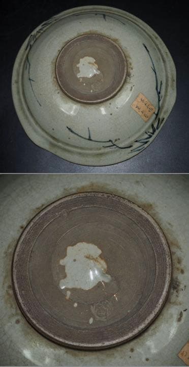 送料無料　江戸～明治時代 染付古犬山菓子鉢 共箱 茶道具