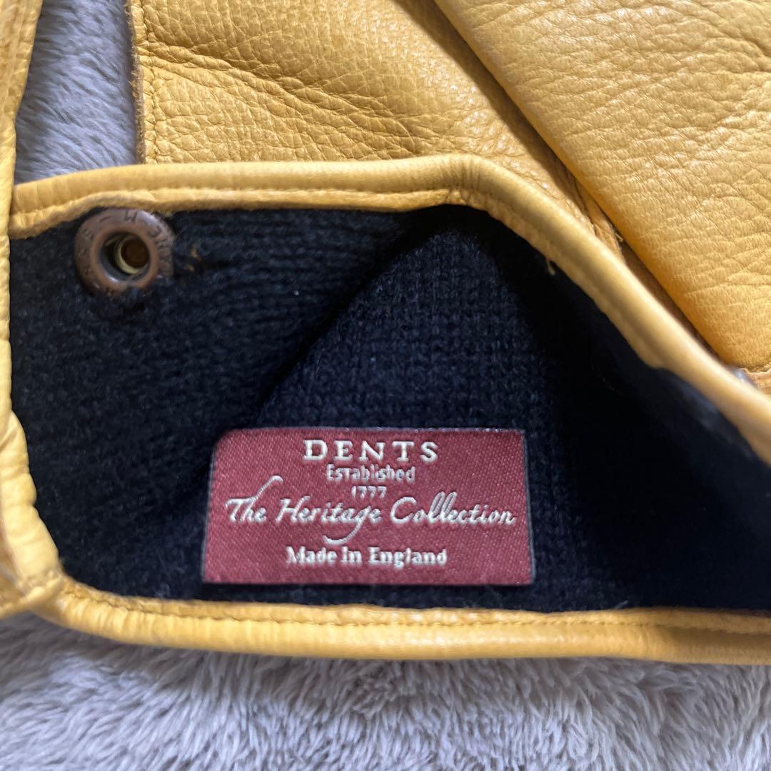 デンツ　イエロー レザー ファインレザー　カシミヤライニング