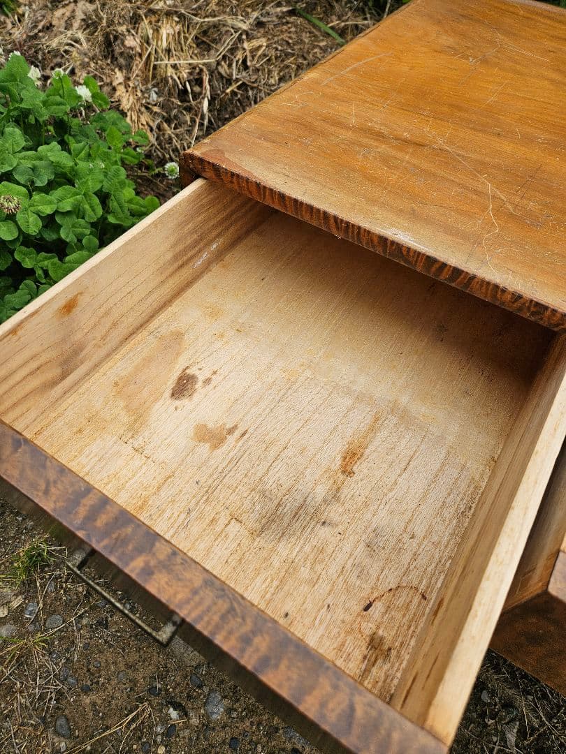 日本のアンティーク 文机 飾り台 抽斗 勉強机 座卓 木製 昭和レトロ 古家具