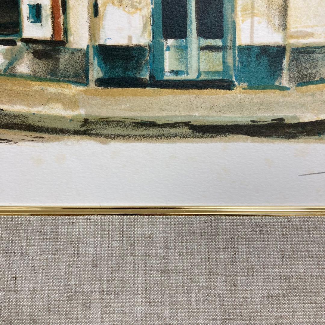 【真作保証】荻須高徳 「街角のレストラン」リトグラフ 直筆サイン 版画 絵画