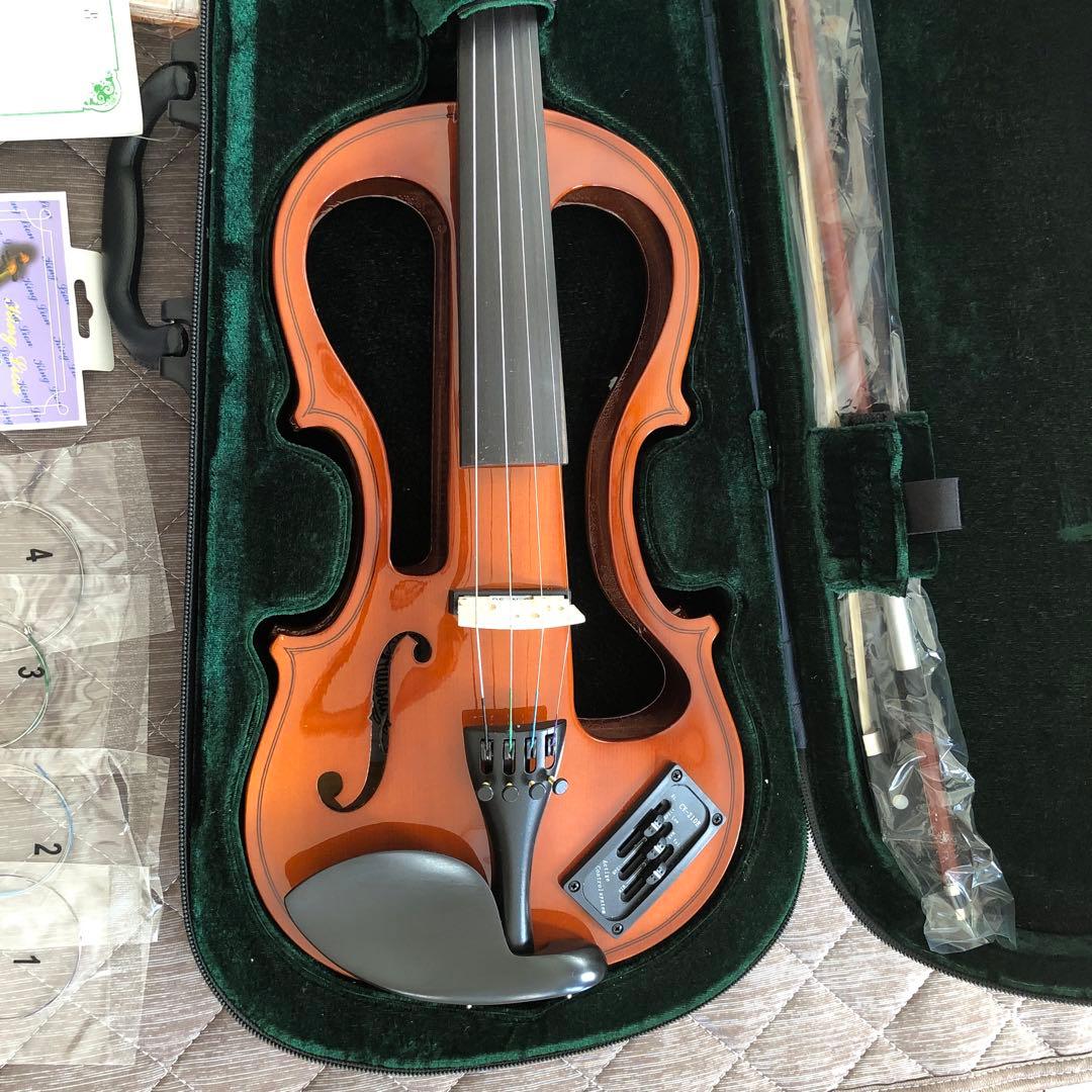 エレクトリックバイオリン オレンジ色 新品弦付き