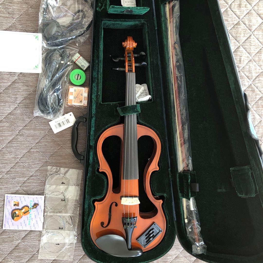 エレクトリックバイオリン オレンジ色 新品弦付き