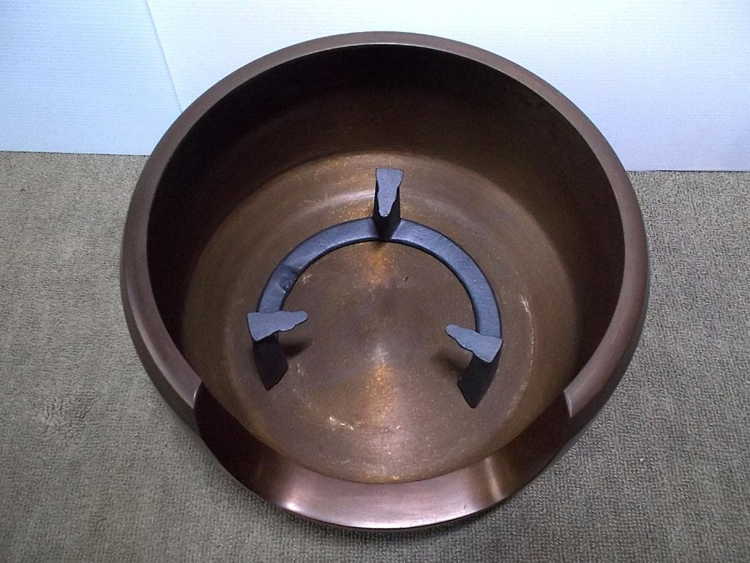 茶道具 風炉釜セット 未使用五徳 唐銅風炉 茶釜 釜環 送料込み