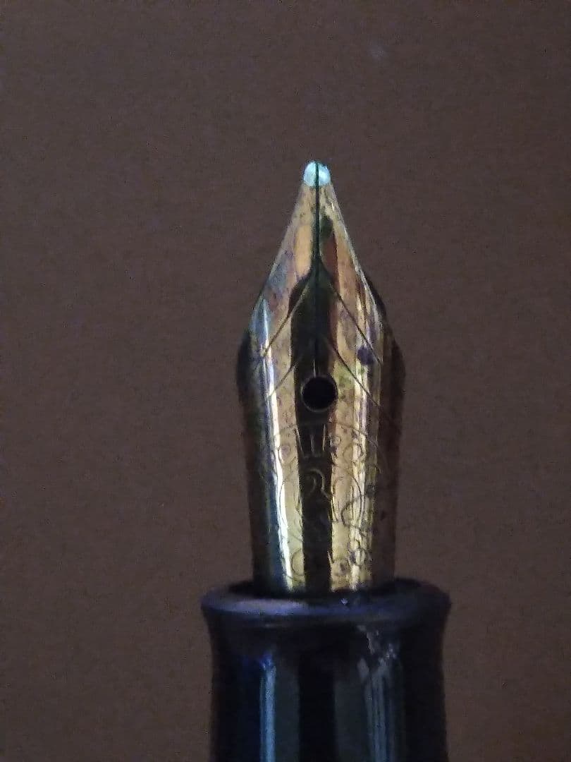 ペリカン　万年筆　140　ｍ字　14金　緑縞