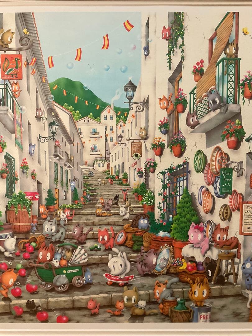 芳岡ひでき　「エスパーニャ・キャッツ」　リトグラフ　直筆サイン・エディション有り