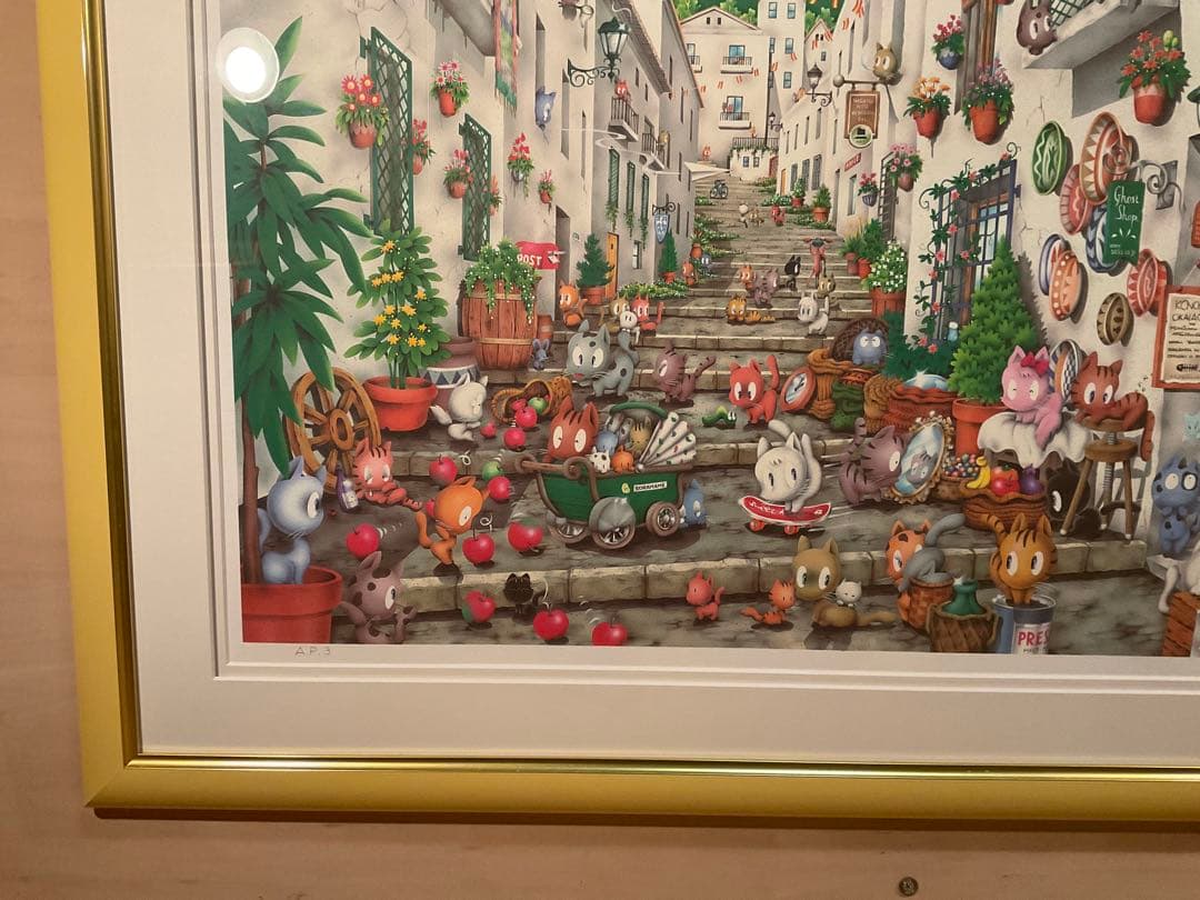 芳岡ひでき　「エスパーニャ・キャッツ」　リトグラフ　直筆サイン・エディション有り