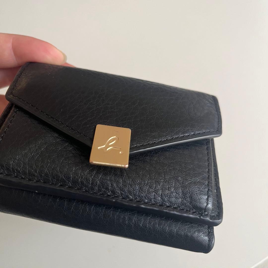 アニエスベー 黒 レザー 三つ折り財布 miyuki ミニ財布